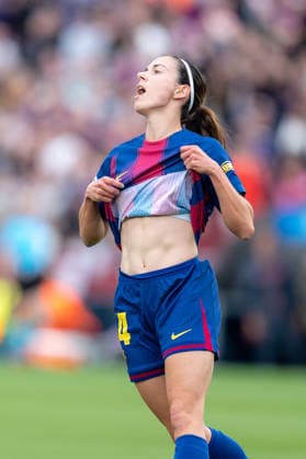 Spain-Football-Women Champions League FC Barcelona, Barca v FC Bayern Munich in Barcelona, Spain. Barcelona, Spain, 3, May, 2026. FC Barcelona women player (14) Aitana Bonmati reacts during Women Champions League match between FC Barcelona and FC Bayern Munich in Spotify Camp Nou Stadium, Barcelona, Spain, on May 3, 2026. Barcelona Spotify Camp Nou Stadium Barcelona Spain