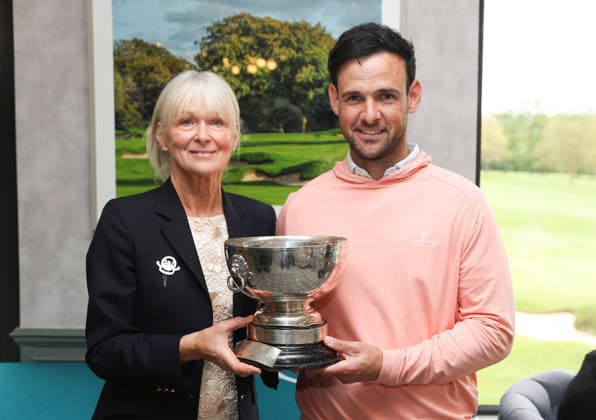 REPRO FREE *PRESS RELEASE NO REPRODUCTION FEE* EDITORIAL USE ONLY Munster Men s Stroke Play Championship, Cork Golf Club, Cork 3 5 2026 Paul Coughlan is presented with the Munster Men s Stroke Play Championship trophy by Cork Golf Club Lady Captain Mary Fitzgerald Paul Coughlan is presented with the Munster Men s Stroke Play Championship trophy by Mary Fitzgerald 3 5 2026  Copyright: x INPHO TomxMaherx RDR_0095