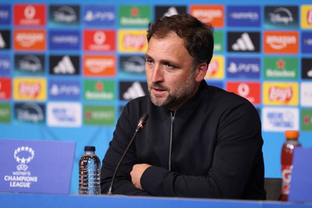 BARCELONA, SPAIN, MAY 3: Bayern Munich manager Jose Barcala gives a press conference, PK, Pressekonferenz during the UEFA Womens Champions League match between FC Barcelona, Barca and Bayern Munich at Spotify Camp Nou on May 3rd, 2026 in Barcelona, Spain (Photo by Alexander Canillas Sports Press Photo)  Copyright: xAlexanderxCanillas SPPx Sportspressphoto_SPR141188