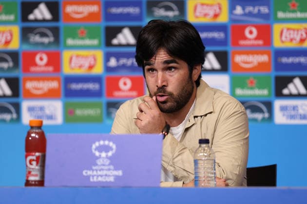 BARCELONA, SPAIN, MAY 3: FC Barcelona, Barca manager Pere Romeu gives a press conference, PK, Pressekonferenz during the UEFA Womens Champions League match between FC Barcelona and Bayern Munich at Spotify Camp Nou on May 3rd, 2026 in Barcelona, Spain (Photo by Alexander Canillas Sports Press Photo)  Copyright: xAlexanderxCanillas SPPx Sportspressphoto_SPR141191