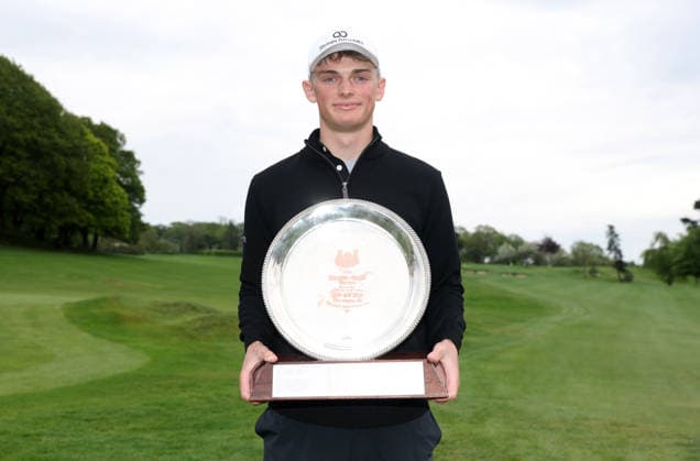 REPRO FREE *PRESS RELEASE NO REPRODUCTION FEE* EDITORIAL USE ONLY Munster Men s Stroke Play Championship, Cork Golf Club, Cork 3 5 2026 Adam Fahey with the Under 25 Bruen Shield Adam Fahey with the Under 25 Bruen Shield 3 5 2026  Copyright: x INPHO TomxMaherx RDR_0178