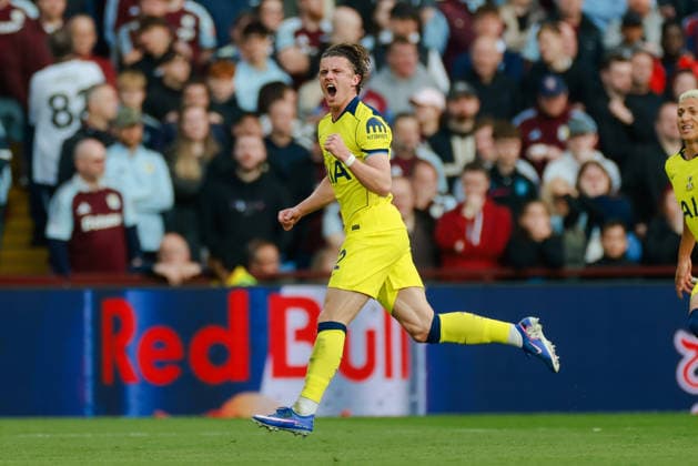 Premier League 2025 26 Aston Villa v Tottenham Hotspur Villa Park 03.05.2026 Conor Gallagher of Tottenham Hotspur scores and celebrates 0-1 Premier League 2025 26 Aston Villa v Tottenham Hotspur Villa Park 03.05.2026 Photograph By Marc Aspland The Times  Copyright: xMarcxAsplandx NINTCHDBPICT001078069624