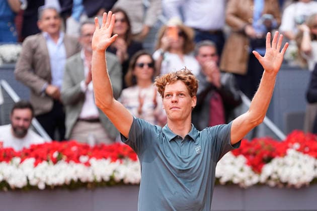 May 3, 2026, Madrid, Madrid, Spain: Jannik Sinner of Italy celebrates after winning against Alexander Zverev of Germany during the Men s Singles Final of Mutua Madrid Open 2026 at La Caja Magica on May 03, 2026 in Madrid, Spain. Mutua Madrid Open 2026 - Day 14  - ZUMAa181 20260503_zaa_a181_398 Copyright: xOscarxJ.xBarrosox