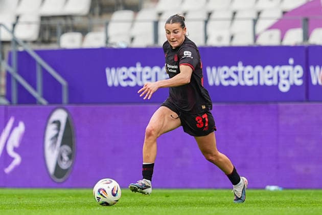 03 05 2026, xydrx, Women, Football, 1 Womens Bundesliga, SGS Essen Bayer 04 Leverkusen, Season 2025 2026, Stadion an der Hafenstraße Carlotta Wamser Bayer 04 Leverkusen, 37 DFB regulations prohibit any use of photographs as image sequences and or quasi video Copyright: HMBxMedia YannisxDreimann