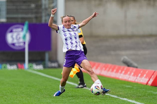 03 05 2026, xydrx, Women, Football, 1 Womens Bundesliga, SGS Essen Bayer 04 Leverkusen, Season 2025 2026, Stadion an der Hafenstraße Beke Sterner SGS Essen, 19 DFB regulations prohibit any use of photographs as image sequences and or quasi video Copyright: HMBxMedia YannisxDreimann