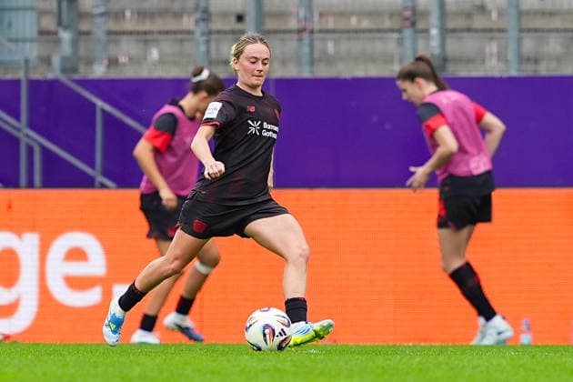 03 05 2026, xydrx, Women, Football, 1 Womens Bundesliga, SGS Essen Bayer 04 Leverkusen, Season 2025 2026, Stadion an der Hafenstraße Sofie Lena Zdebel Bayer 04 Leverkusen, 16 DFB regulations prohibit any use of photographs as image sequences and or quasi video Copyright: HMBxMedia YannisxDreimann
