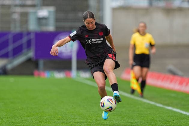 03 05 2026, xydrx, Women, Football, 1 Womens Bundesliga, SGS Essen Bayer 04 Leverkusen, Season 2025 2026, Stadion an der Hafenstraße Ruby Grant Bayer 04 Leverkusen, 22 DFB regulations prohibit any use of photographs as image sequences and or quasi video Copyright: HMBxMedia YannisxDreimann
