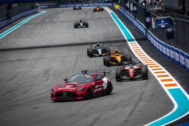 F1 - MIAMI GRAND PRIX 2026 FIA Mercedes-AMG GT Black Series Safety Car 16 LECLERC Charles (mco), Scuderia Ferrari SF-26, action during the Formula 1 Miami Grand Prix 2026, 4th round of the 2026 Formula One World Championship, WM, Weltmeisterschaft from May 1 to 3, 2026 on the Miami International Autodrome, in Miami Gardens, USA - Miami GardensUnited States  Copyright: xDPPIx