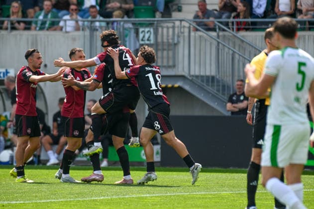 276. Frankenderby: SpVgg Greuther Fuerth vs. 1.FC Nürnberg Football, 2nd Bundesliga 276. Frankenderby: SpVgg Greuther Fuerth vs. 1.FC Nürnberg 3 May 2026 Sportpark Ronhof Thomas Sommer, Fuerth, Germany Image: Fabio Gruber (Nürnberg) scoring the 1:1 goal in the 48th minute. DFL regulations prohibit any use of photographs as image sequences and or quasi-video Copyright: xPresseFotoxEvansx xRyanxEvansx