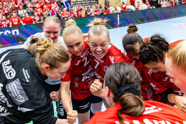 03 05 2026, GER, Handball, Women, Season 2025 2026, Alsco 1 Bl, PlayOff semi-final game 2, Thueringer HC HSG Blomberg Lippe Thueringer HC wins the home game of the PlayOff semi-final series against HSG Blomberg Lippe The score after games 1 1 With in the picture Laura Kuske Thueringer HC,11 , Rikke Hoffbeck Petersen Thueringer HC,22 , Lotta Heider Thueringer HC,7 99947 Bad Langensalza Salza Halle Sporthalle Mehrz Thüringen Germany