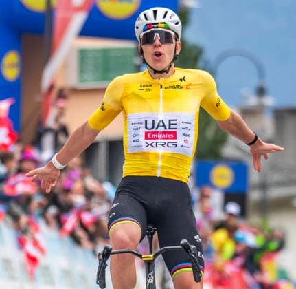 May 3, 2026, Leysin, Switzerland: Slovenian cyclist TADEJ POGACAR (UAE Team Emirates XRG) celebrates winning the Tour de Romandie 2026 after the end of Stage 5, the final stage of the race, between Lucens and Leysin. Cycling 2026: Tour De Romandie: Stage 5  - ZUMAd206 20260503_zip_d206_018 Copyright: xEricxDubostx