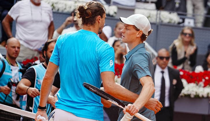 TENNIS - MUTUA MADRID OPEN 2026 03 05 2026 Jannik Sinner of Italia and Alexander Zverev of Germany during the Mutua Madrid Open 2026, ATP, Tennis Herren Masters 1000 and WTA, Tennis Damen 1000 on03 April 2026 at La Caja Magica in Madrid, Spain - Photo: Laurent Lairys MADRIDSpain  Copyright: xLaurentxLairysx