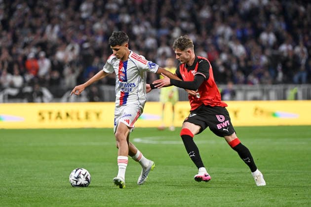Olympique Lyonnais v Stade Rennais FC - Ligue 1 McDonald s 2025 2026 17 Sebastian SZYMANSKI (srfc) - 44 Khalis MERAH (ol) during the Ligue 1 McDonald s match between Lyon and Rennes at Groupama Stadium on May 3, 2026 in Lyon, France. Lyon France  Copyright: xFEPx 776348379