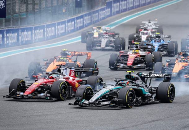 Formula One Miami Grand Prix - Race Mercedes driver Andrea Kimi Antonelli of Italy (R) and Scuderia Ferrari driver Charles Leclerc of Monaco compete in the Formula 1 Miami Grand Prix at the Miami International Autodrome in Miami Gardens, Florida, USA, 03 May 2026. MIAMI GARDENS United States  Copyright: xCRISTOBALxHERRERA-ULASHKEVICHx