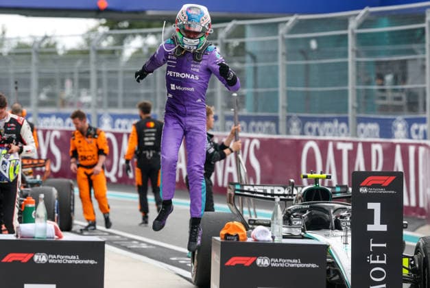 RECORD DATE NOT STATED 3rd May 2026; Miami International Autodrome, Miami, Florida, United States of America; 2026 FIA Formula 1 Miami Grand Prix Race Day; Kimi Antonelli (12) of Italy and Mercedes-AMG PETRONAS Formula One Team leaps off his car after winning DavidxBuono