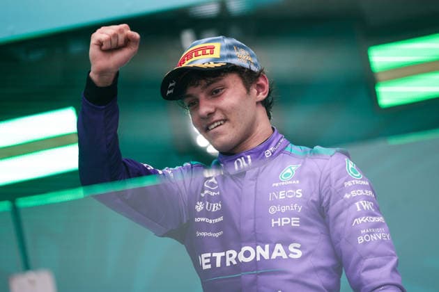 F1 - MIAMI GRAND PRIX 2026 KIMI ANTONELLI Andrea (ita), Mercedes AMG F1 Team W16, portrait Podium celebration during the Formula 1 Miami Grand Prix 2026, 4th round of the 2026 Formula One World Championship, WM, Weltmeisterschaft from May 1 to 3, 2026 on the Miami International Autodrome, in Miami Gardens, USA - Miami GardensUnited States  Copyright: xEricxAlonsox