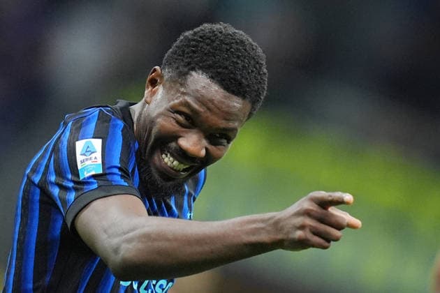 Inter Milan s Marcus Thuram celebrates after scoring 1-0 during the Serie A soccer match between Inter and Parma at the San Siro Stadium in Milan , north Italy - Sunday , May 03 , 2026. - Soccer .  Copyright: xSpada LaPressex