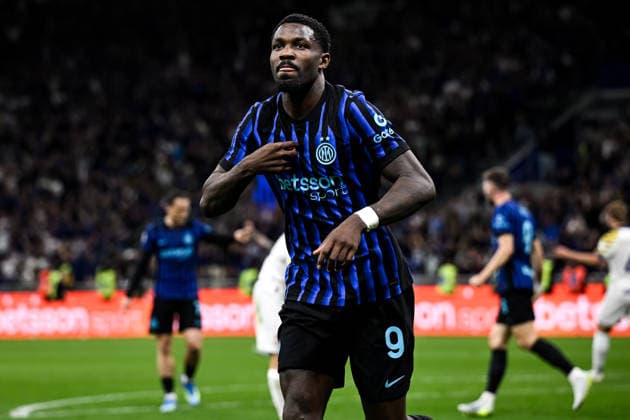 Marcus Thuram of FC Internazionale celebrates after scoring the goal of 1-0 during the Serie A 2025 2026 football match between FC Internazionale and Parma Calcio at San Siro stadium in Milano (Italy), May 3, 2026. andreaxstaccioli