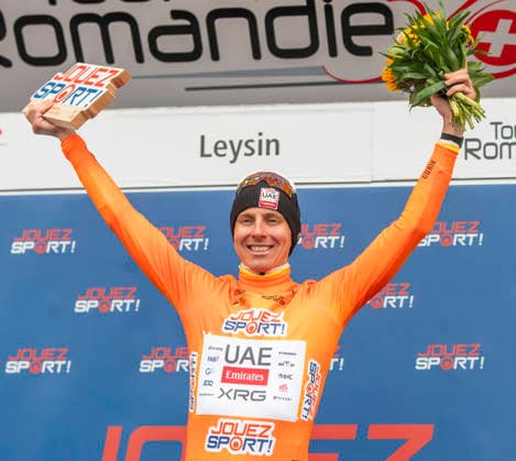 May 3, 2026, Leysin, Vaud, Switzerland: Leysin Switzerland, 05 03 2026: TADEJ POGACAR 1 (orange jersey from JOUEZSPORT!) of UAE Team Won the 5th stage of the Tour de Romandie 2026. Tour de Romandie 2026. The 5th and final stage of the Tour de Romandie between Lucens and Leysin and took place in City center in Leysin. Leysin Switzerland - ZUMAd206 20260503_zip_d206_016 Copyright: xEricxDubostx