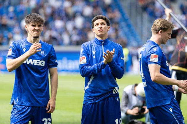 Germany Karlsruher SC vs SV Darmstadt 98, Matchday 32, 2 Bundesliga, Season 2025 26, BBBank Wildpark Karlsruhe Rafael Pinto Pedrosa, Karlsruher SC, 36 , Louey Ben Farhat, Karlsruher SC, 19 Karlsruhe BBBank Wildpark Baden Württemberg Germany Copyright: xBenedictxChristx
