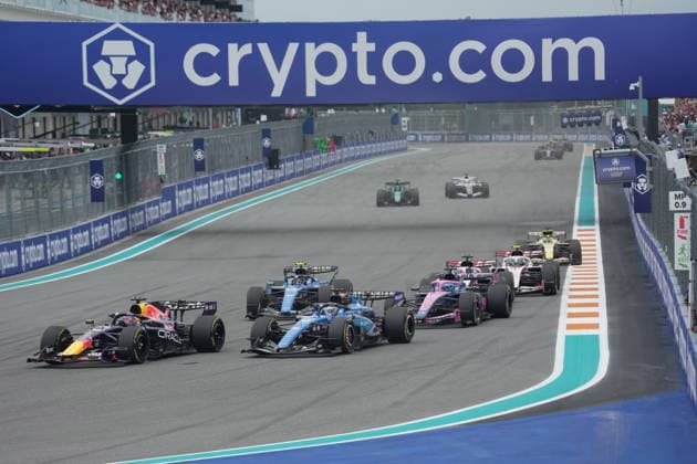 Formula 1 Crypto com Miami Grand Prix 2026 03 05 2026, Miami International Autodrome, Miami, Formula 1 Crypto com Miami Grand Prix 2026 ,pictured Max Verstappen NLD , Oracle Red Bull Racing, Alexander Albon GBR , Atlassian Williams F1 Team, Carlos Sainz Jr ESP , Pierre Gasly FRA , BWT Alpine F1 Team, Esteban Ocon FRA , TGR Haas F1 Team, Oliver Bearman GBR nordphotoxGmbHx xBratic nph00250