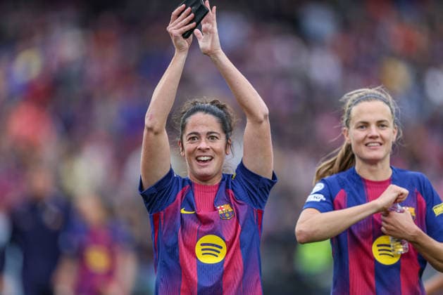 ESP, Barcelona, FC Barcelona vs FC Bayern Munich, WomenÂs Champions League, Football, UEFA, 2025 2026 season, Camp Nou, semi-final, second leg in picture Joy, jubilation, emotions following the victory over FC Barcelona, Joy, jubilation, and excitement following the victory over FC Barcelona, Alegria, jubilo y emocion tras la victoria ante el FC Barcelona, Marta Torrejon FC Barcelona 8 DFB DFL REGULATIONS PROHIBIT ANY USE OF PHOTOGRAPHS AS IMAGE SEQUENCES AND OR QUASI VIDEO, 03 05 2026 Copyright: HMBxMedia HendrikxHamelau