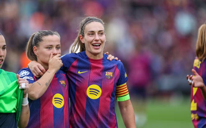 ESP, Barcelona, FC Barcelona vs FC Bayern Munich, WomenÂs Champions League, Football, UEFA, 2025 2026 season, Camp Nou, semi-final, second leg in picture Joy, jubilation, emotions following the victory over FC Barcelona, Joy, jubilation, and excitement following the victory over FC Barcelona, Alegria, jubilo y emocion tras la victoria ante el FC Barcelona, Alexia Putellas FC Barcelona 11 , Claudia Pina FC Barcelona 9 DFB DFL REGULATIONS PROHIBIT ANY USE OF PHOTOGRAPHS AS IMAGE SEQUENCES AND OR QUASI VIDEO, 03 05 2026 Copyright: HMBxMedia HendrikxHamelau