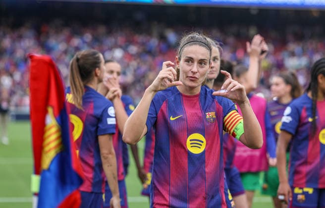 ESP, Barcelona, FC Barcelona vs FC Bayern Munich, WomenÂs Champions League, Football, UEFA, 2025 2026 season, Camp Nou, semi-final, second leg in picture Joy, jubilation, emotions following the victory over FC Barcelona, Joy, jubilation, and excitement following the victory over FC Barcelona, Alegria, jubilo y emocion tras la victoria ante el FC Barcelona, Alexia Putellas FC Barcelona 11 DFB DFL REGULATIONS PROHIBIT ANY USE OF PHOTOGRAPHS AS IMAGE SEQUENCES AND OR QUASI VIDEO, 03 05 2026 Copyright: HMBxMedia HendrikxHamelau
