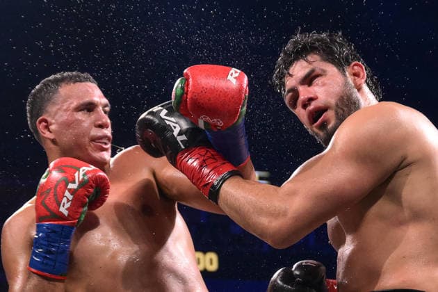 May 3, 2026, Las Vegas, Nevada, USA: DAVID BENAVIDEZ (32-0-26KOs) of Phoenix, AZ (L) defats ZURDO RAMIREZ (48-2-30KOs) of Mazatlan, Sinaloa, Mexico (R) in round 6th by KO to unify cruiserweight titles during PBC boxing at the T Mobile Arena in Las Vegas. Boxing 2026: David Benavidez Vs Zurdo Ramarez: Fight Night  - ZUMAo117 20260503_zsp_o117_026 Copyright: xMikaelxOnax