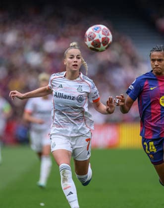 ESP, Barcelona, FC Barcelona vs FC Bayern Munich, WomenÂs Champions League, Football, UEFA, 2025 2026 season, Camp Nou, semi-final, second leg in picture Giulia Gwinn Bayern Munich 7 DFB DFL REGULATIONS PROHIBIT ANY USE OF PHOTOGRAPHS AS IMAGE SEQUENCES AND OR QUASI VIDEO, 03 05 2026 Copyright: HMBxMedia HendrikxHamelau