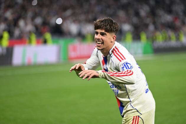 Football : Olympique Lyonnais v Rennes - Ligue 1 - 03 05 2026 Alfonso MOREIRA of Lyon scoring goal during the French league 1 match between Olympique Lyonnais and Rennes at Groupama Stadium Decines Charpieu Lyon France on May 03, 2026 LYONFrance  Copyright: xMouradxAllilix