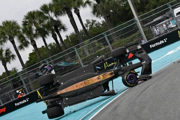 May 3, 2026, Miami Gardens, United States of America: PIERRE GASLY (FRA) of Alpine 10 crashes into turn 18 after a rollover accident during race day of the 2026 Formula 1 Miami Grand Prix. F1 2026: Miami Grand Prix: Race Day  - ZUMAb177 20260503_aap_b177_080 Copyright: xTaidghxBarronx