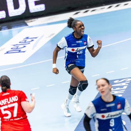 03 05 2026, GER, Handball, Women, Season 2025 2026, Alsco 1 Bl, PlayOff Semi-Final Game 2, Thueringer HC HSG Blomberg Lippe Farrelle Alicia Njinkeu HSG Blomberg Lippe 99947 Bad Langensalza Salza Halle Sporthalle Mehrz Thüringen Germany