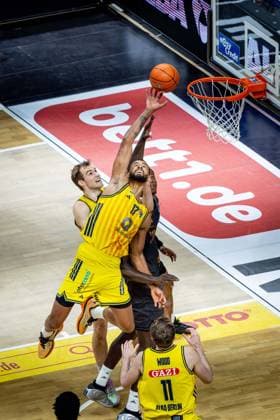 Basketball Berlin 03 05 2026 Season 2025 2026 EasyCredit BBL 1 Bundesliga Men, Men Alba Berlin NINERS Chemnitz Norris Agbakoko Alba Berlin, No 17