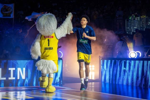 Basketball Berlin 03 05 2026 Season 2025 2026 EasyCredit BBL 1 Bundesliga Men, Men Alba Berlin NINERS Chemnitz Team presentation Alba Jack Kayil Alba Berlin, No 07
