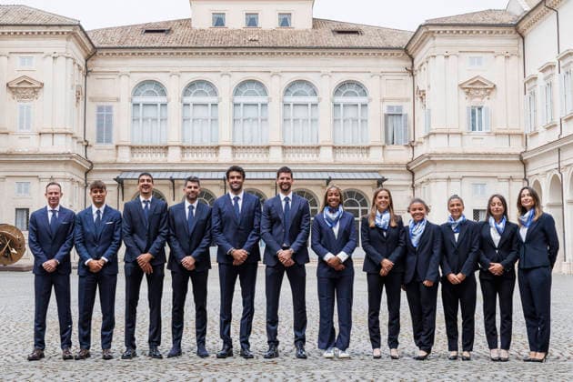 Sergio Mattarella met with the national tennis teams in Rome, Italy - 04 May 2026 Italian women s and men s national tennis teams attend the meeting between the President of the Italian Republic and the Italian women s and men s national tennis teams in Rome Rome Italy Copyright: xEmanuelaxVertollix xSOPAxImagesx EVertolli_Quirinale_20260504(59)