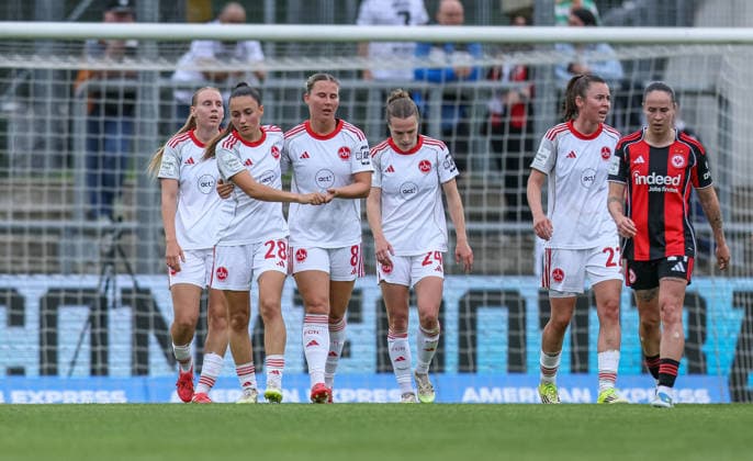 GER, Frankfurt, Eintracht Frankfurt vs FC Nürnberg, Google Pixel Bundesliga, Football, DFB, Season 2025 2026, Stadion am Brentanobad, 24 Matchday in picture Meret Günster 1 FC Nürnberg Women 8 scores the goal to 1 1, Goal, Cheers and joy, Emotions DFB DFL REGULATIONS PROHIBIT ANY USE OF PHOTOGRAPHS AS IMAGE SEQUENCES AND OR QUASI VIDEO, 04 05 2026 Copyright: HMBxMedia HendrikxHamelau