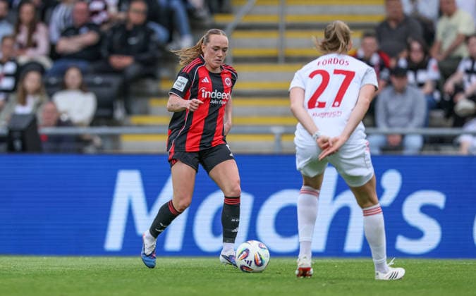 GER, Frankfurt, Eintracht Frankfurt vs FC Nürnberg, Google Pixel Bundesliga, Football, DFB, Season 2025 2026, Stadion am Brentanobad, 24 Matchday in the picture from l Lisanne Gräwe Eintracht Frankfurt Women 8 , Beatrix Fördös 1 FC Nürnberg Women 27 DFB DFL REGULATIONS PROHIBIT ANY USE OF PHOTOGRAPHS AS IMAGE SEQUENCES AND OR QUASI VIDEO, 04 05 2026 Copyright: HMBxMedia HendrikxHamelau