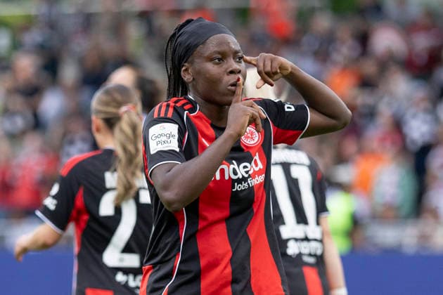 Google Pixel Womens Bundesliga Eintracht Frankfurt 1 FC Nuremberg, 04 05 2026 Nicole Anyomi Eintracht Frankfurt 19 with a gesture after her goal to 1 0, Eintracht Frankfurt 1 FC Nuremberg, Frankfurt, Stadion am Brentanobad, 4 5 2026 Copyright: xBEAUTIFULxSPORTS Gawlikx