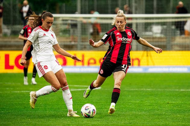 Germany Soccer Google Pixel Women Bundesliga 2025 2026 , 24 Matchday Eintracht Frankfurt Women vs 1 FC Nuremberg Women Stadion Am Brentanobad Frankfurt Nina Lührßen Nina Luehrssen Eintracht Frankfurt Women, 11 on the ball Copyright: xBennetxLongx