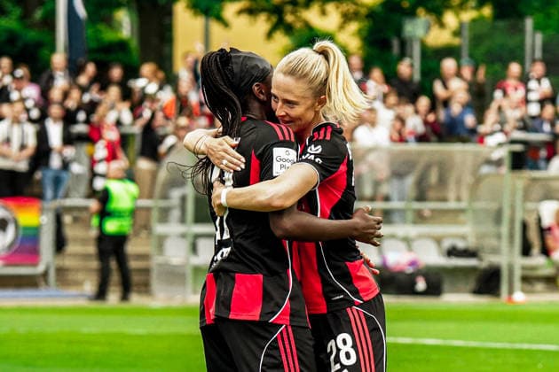 Germany Soccer Google Pixel Women Bundesliga 2025 2026 , 24 Matchday Eintracht Frankfurt Women vs 1 FC Nuremberg Women Stadion Am Brentanobad Frankfurt Nicole Anyomi Eintracht Frankfurt Women, 19 Goal, facial expressions, gestures, cheering, goal celebration, emotions Copyright: xBennetxLongx