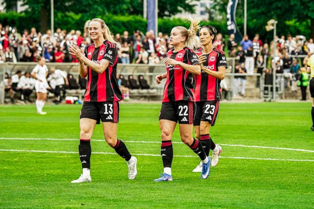 Germany Soccer Google Pixel Women Bundesliga 2025 2026 , 24 Matchday Eintracht Frankfurt Women vs 1 FC Nuremberg Women Stadion Am Brentanobad Frankfurt Nicole Anyomi Eintracht Frankfurt Women, 19 Goal, facial expressions, gestures, cheering, goal celebration, emotions Copyright: xBennetxLongx