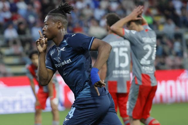 Foto IPP Emanuele Pennacchio Cremona 04 05 2026 Campionato Calcio Serie A 2025-2026 US Cremonese - SS Lazio Nella foto Tijjani Noslin of SS Lazio celebrates after scoring goal 1-2 italyphotopress world copyright Cremona italy Italia ITALY  Copyright: xR4924_italyphotopressx