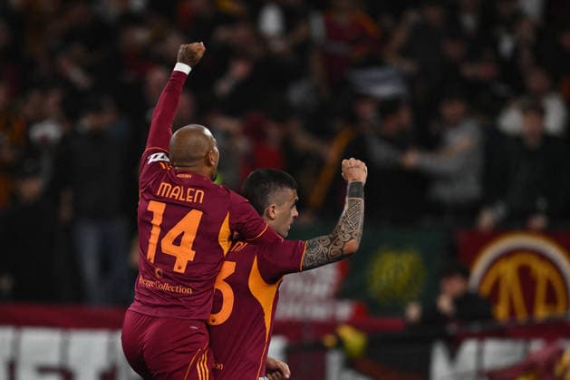 CALCIO - Serie A - AS Roma vs ACF Fiorentina Gianluca Mancini of A.S. Roma celebrates after scoring the goal of 1-0 during the 35th day of the Serie A Championship between A.S. Roma and A.C.F. Fiorentina at the Olympic Stadium on May 4, 2026 in Rome, Italy. Rome Italy  Copyright: xIPAxSport ABACAx