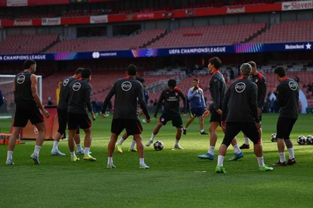 Ahead of Arsenal v Atletico Madrid - UEFA Champions League LONDON, UNITED KINGDOM - MAY 4: Players of Atletico Madrid attend training session ahead of the UEFA Champions League semi-final rematch against Arsenal at Emirates Stadium in London, United Kingdom on May 4, 2026. Rasid Necati Aslim Anadolu London United Kingdom. Editorial use only. Please get in touch for any other usage.  Copyright: x2026xAnadoluxRasidxNecatixAslimx