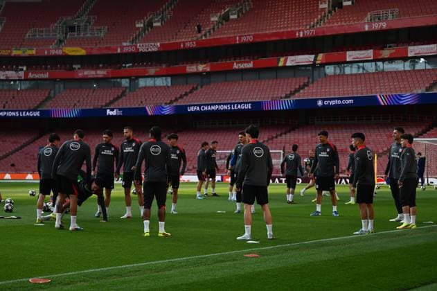 Ahead of Arsenal v Atletico Madrid - UEFA Champions League LONDON, UNITED KINGDOM - MAY 4: Players of Atletico Madrid attend training session ahead of the UEFA Champions League semi-final rematch against Arsenal at Emirates Stadium in London, United Kingdom on May 4, 2026. Rasid Necati Aslim Anadolu London United Kingdom. Editorial use only. Please get in touch for any other usage.  Copyright: x2026xAnadoluxRasidxNecatixAslimx