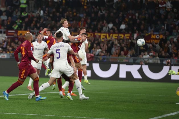 04.05.2026 Roma vs Fiorentina (Serie A) Calcio; 35Â° Giornata Nella foto: Gianluca Mancini gol of A.S. Roma (Foto Gino Mancini)  Copyright: xGinoxMancini IPAxSportx xipa-agency.netx xx IPA_74438991 IPA_Agency_IPA74438991