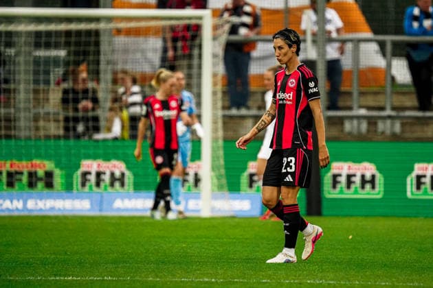 Germany Soccer Google Pixel Women Bundesliga 2025 2026 , 24 Matchday Eintracht Frankfurt Women vs 1 FC Nuremberg Women Stadion Am Brentanobad Frankfurt Sara Doorsoun Eintracht Frankfurt Women, 23 Facial expression, mood Copyright: xBennetxLongx