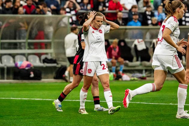 Germany Soccer Google Pixel Women Bundesliga 2025 2026 , 24 Matchday Eintracht Frankfurt Women vs 1 FC Nuremberg Women Stadion Am Brentanobad Frankfurt Nastassja Lein 1 FC Nuremberg Women, 24 Facial expressions, gestures, gestures Copyright: xBennetxLongx