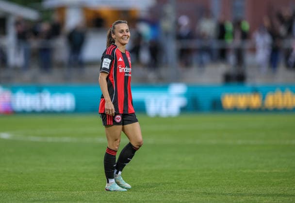 GER, Frankfurt, Eintracht Frankfurt vs FC Nürnberg, Google Pixel Bundesliga, Football, DFB, Season 2025 2026, Stadion am Brentanobad, 24 Matchday in picture Hayley Raso Eintracht Frankfurt Women 7 , Joy after the goal DFB DFL REGULATIONS PROHIBIT ANY USE OF PHOTOGRAPHS AS IMAGE SEQUENCES AND OR QUASI VIDEO, 04 05 2026 Copyright: HMBxMedia HendrikxHamelau